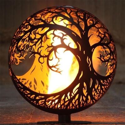 長円のコルテン鋼鉄球の火ピット900mmの屋外の装飾生命の樹